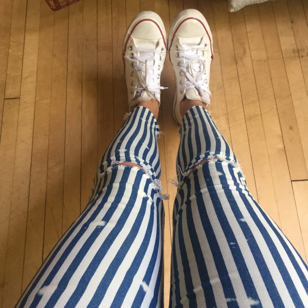 Zara high rise distressed skinny jeans